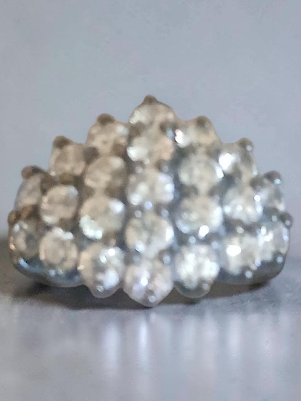 Crystal Cluster Dome Ring - Silver